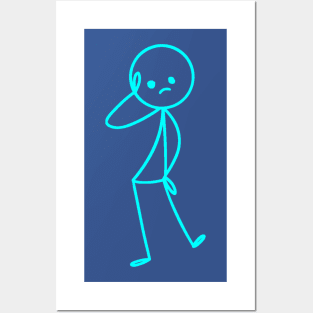 Stickman Blue Posters and Art